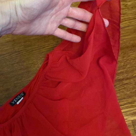 Venus Small Red Sheer Detail Top - Picture 7 of 9